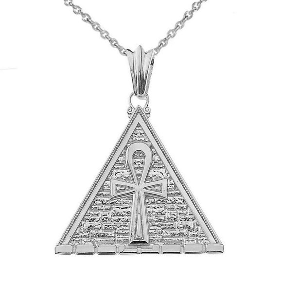 Ankh Pyramid Necklace | Egypt Pieces | King Ice 10k Real Gold Egyptian Pyramid Ankh Charm Necklace